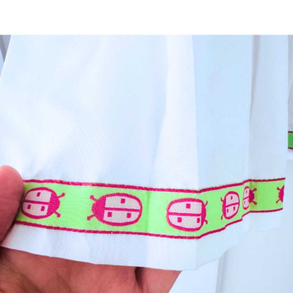 Lilly Pulitzer Vintage White Label White Tennis Skirt Pink Green Ladybug Size 14 - Picture 3 of 7
